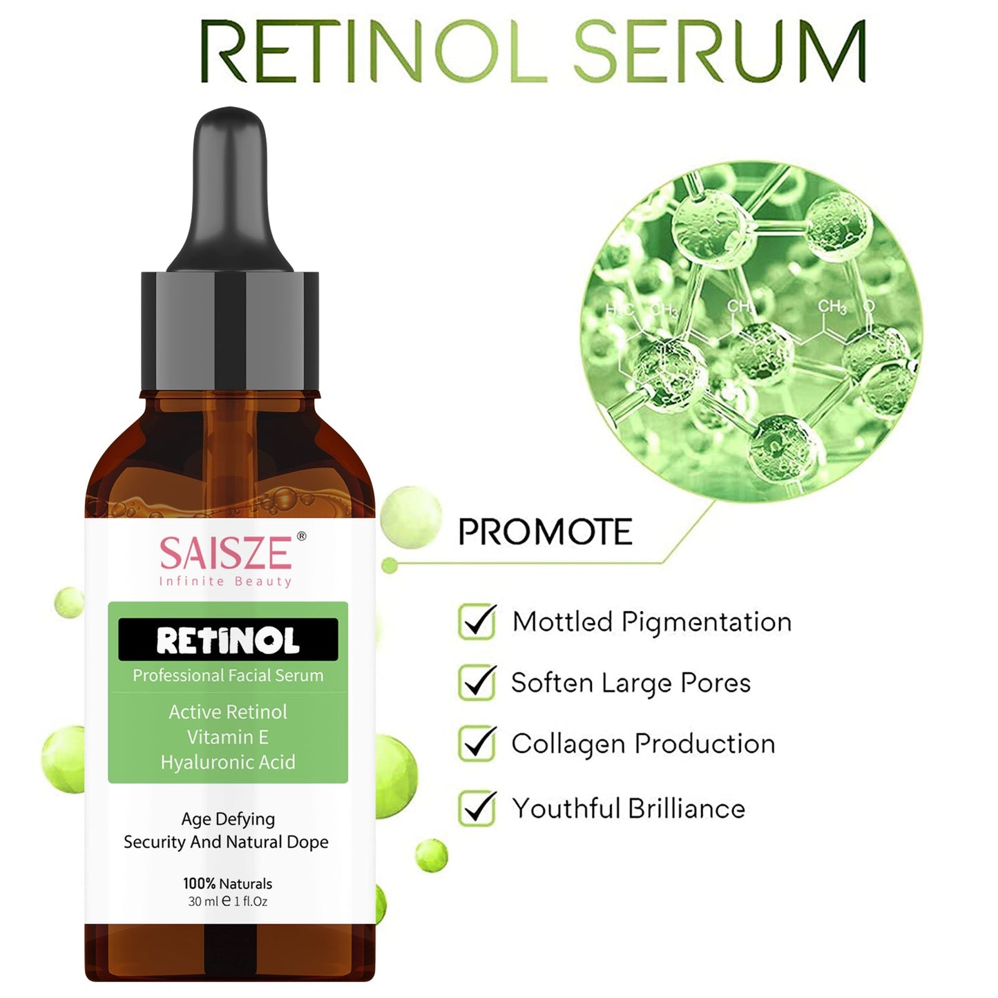 SAISZE Face Serum Set, 3 Pcs Anti-Aging Vitamin C Serum & Hyalurionic