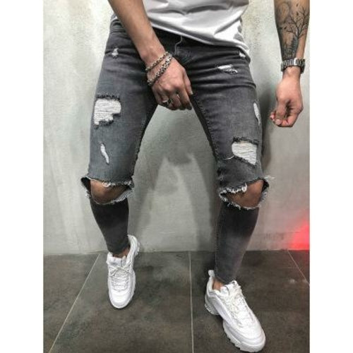 2025 new fashion Men Jeans Stretch Destroyed Ripped Design Fashion