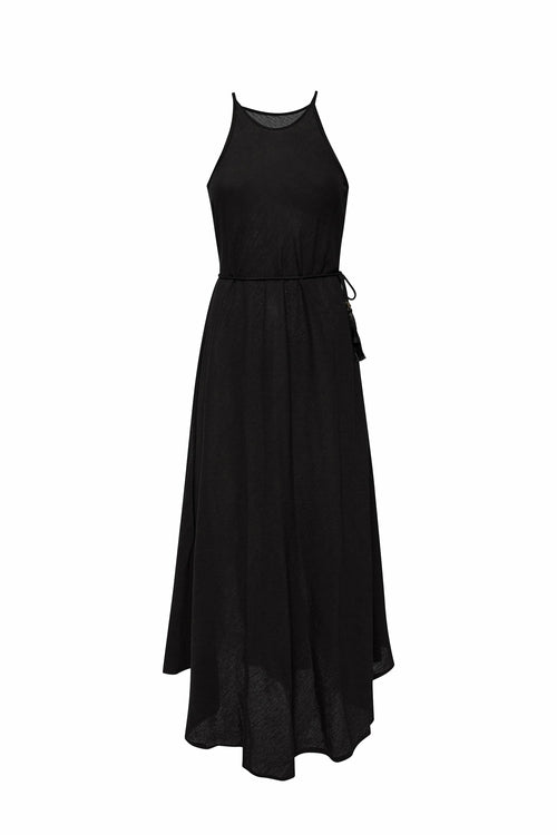 Robe Longue Noire CALLIE – 100% Coton, Style Bohème Chic | MODALUNA